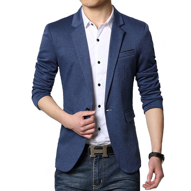 download (64) Men’s Slim Fit Blazer – Casual One Button Business Suit Jacket for Autumn - Image 1